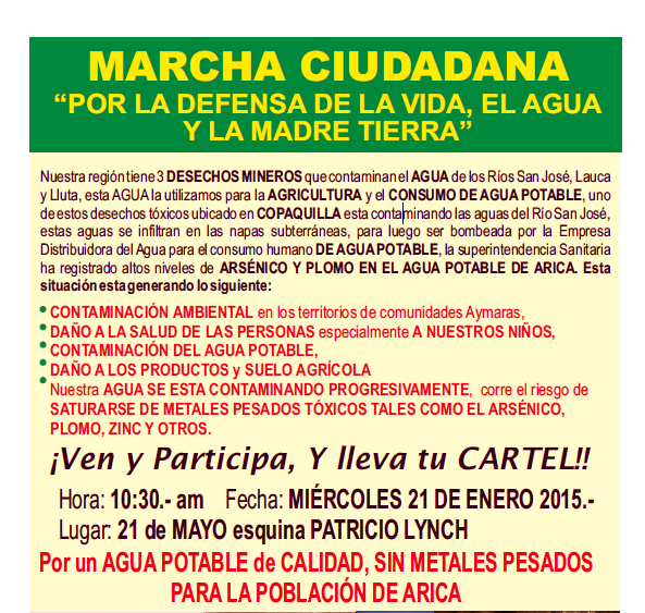 MARCHA CIUDADANA: “Por la defensa de la vida, el agua y la madre Tierra”