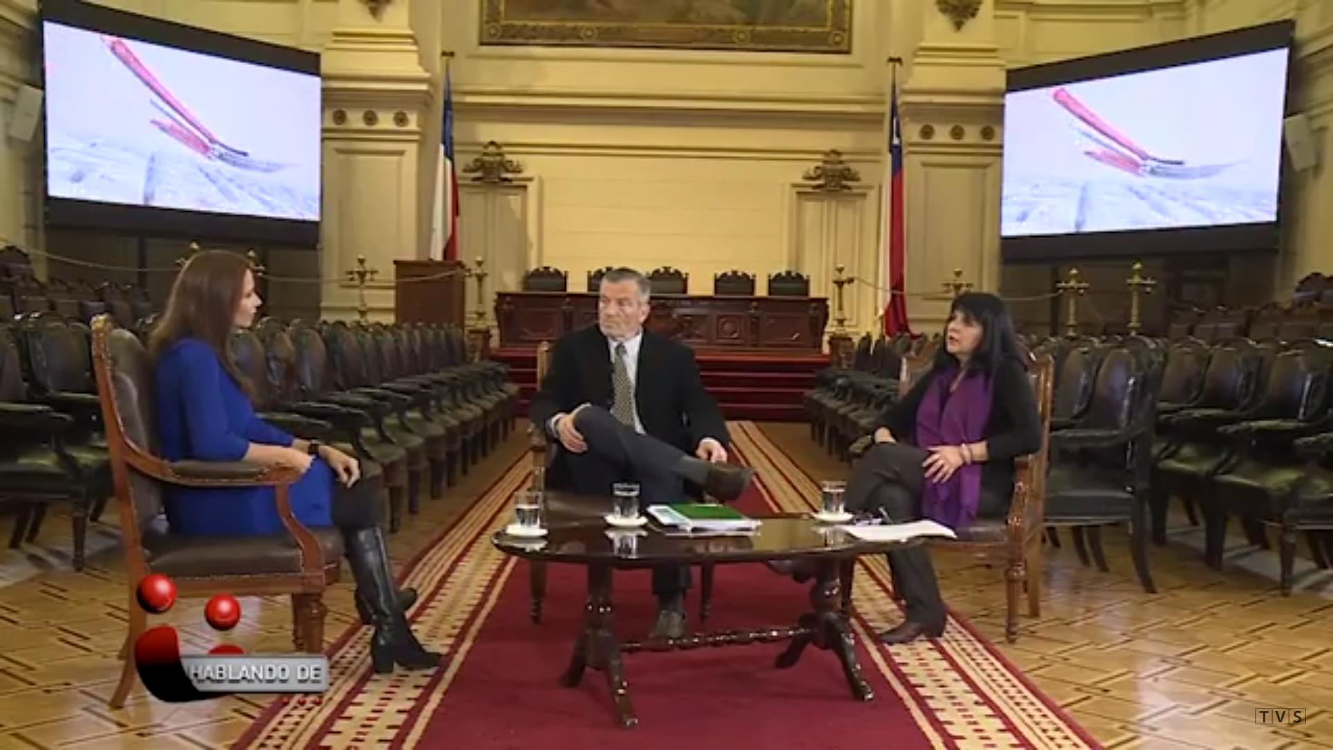 Antonio Horvath y Flavia Liberona hablando de la Red de Parques de la Patagonia