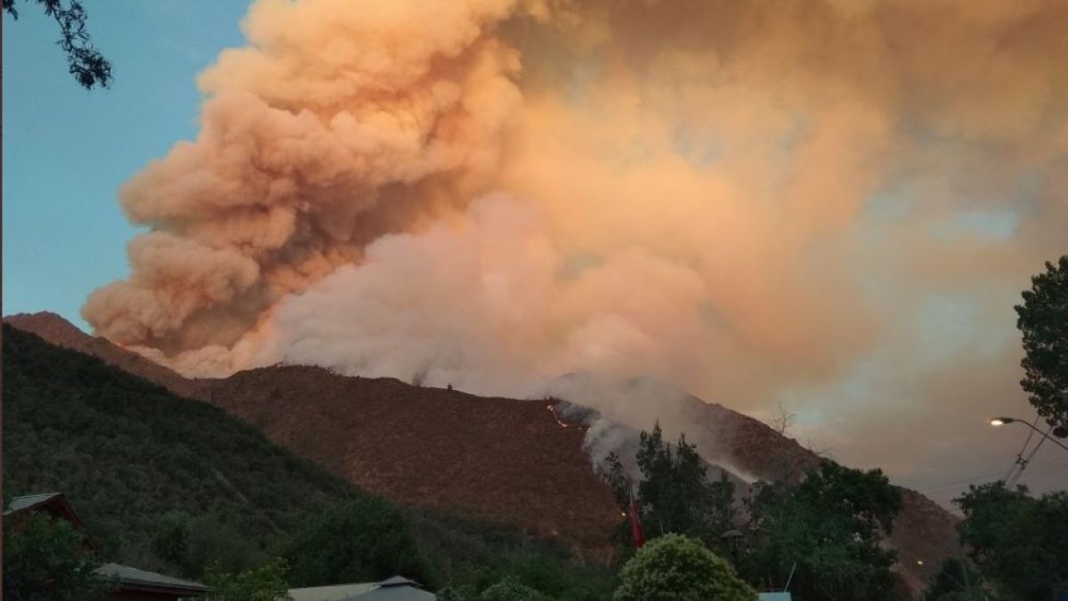 Incendio forestal en el Cajón del Maipo continúa sin control: se mantiene Alerta Roja