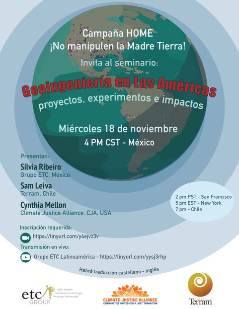 Seminario “Geoingeniería en las Américas: proyectos, experimentos e impactos”