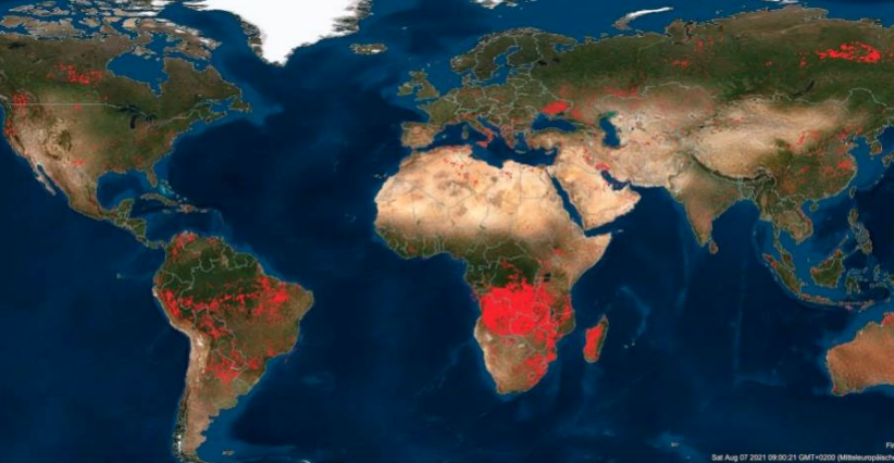 “El mundo está en llamas”: Mapa de la NASA muestra magnitud de incendios simultáneos ocurriendo en los últimos días