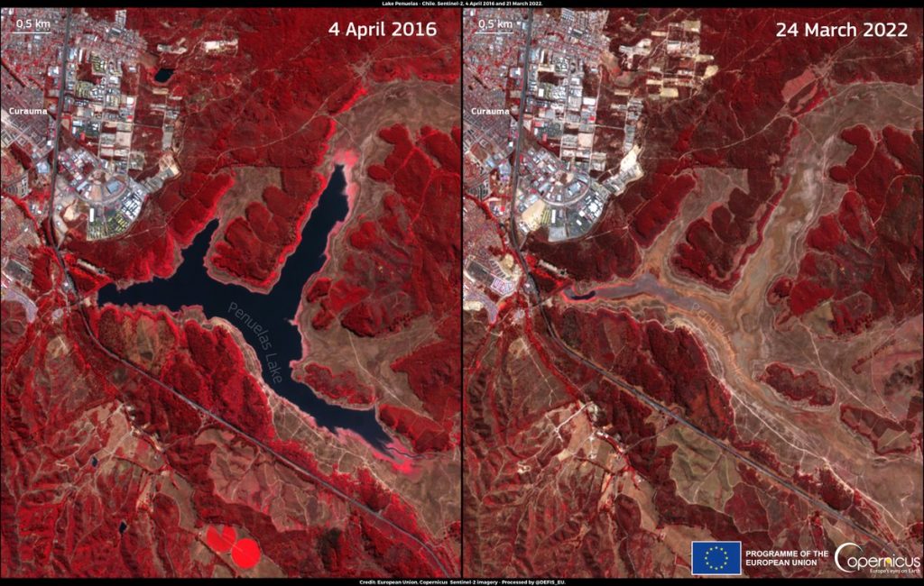 Timelapse en el antropoceno: Satélites muestran dramática situación del Lago Peñuelas