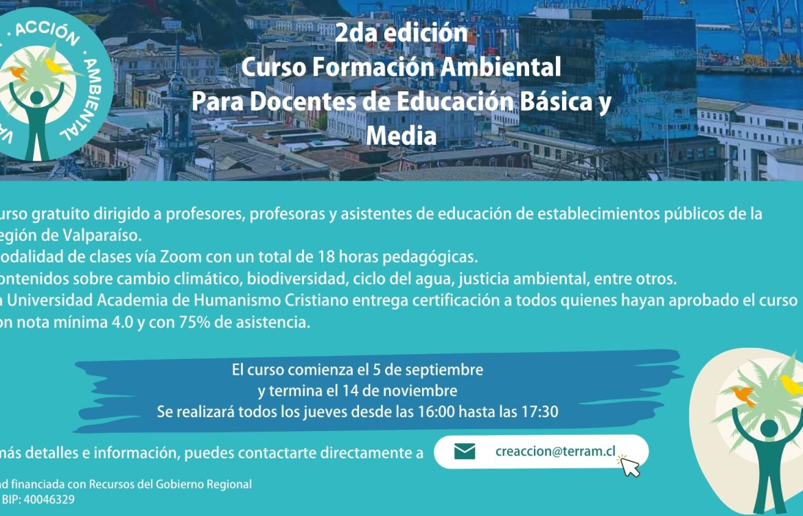 Se abre convocatoria a segunda edición del Curso de Formación Ambiental para Docentes de Educación Básica y Media
