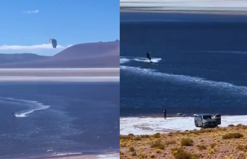 ¿Surfistas en los salares?: Turistas hacen windsurf en laguna protegida del desierto y Conaf estudia acciones legales